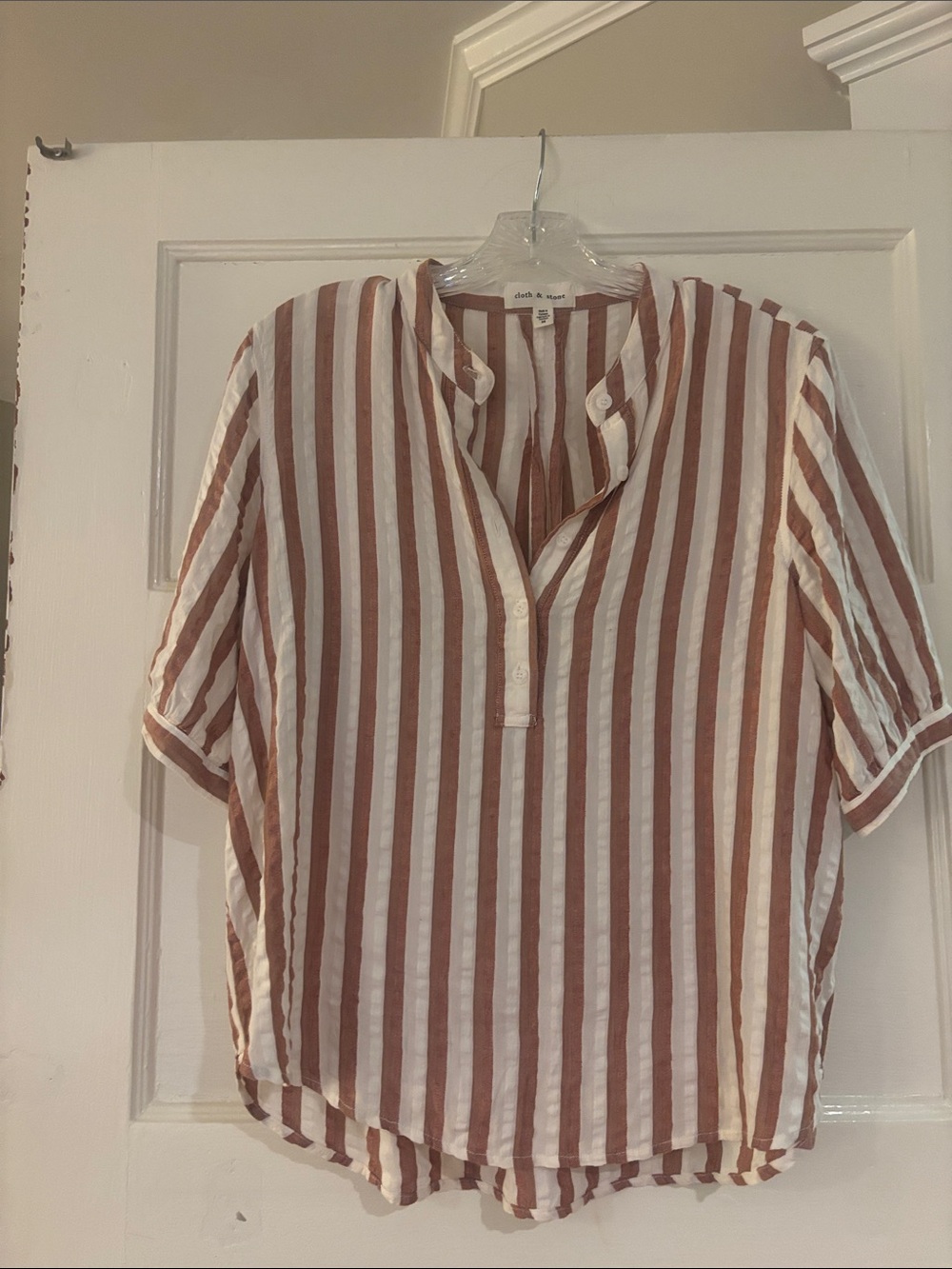 cloth & stone Rust and White Vertical Stripe Button-Front Tunic